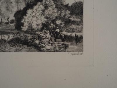 JB Camille COROT (d’après), Cavaliers - Gravure, Signée #Durand Ruel - 1873 2