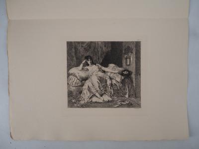 Henri-Léopold LEVY : Femme de harem - Gravure, Signée #Durand Ruel - 1873 2