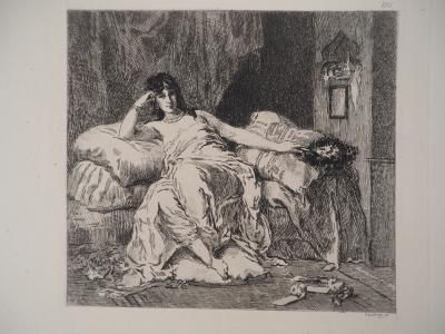 Henri-Léopold LEVY : Femme de harem - Gravure, Signée #Durand Ruel - 1873 2