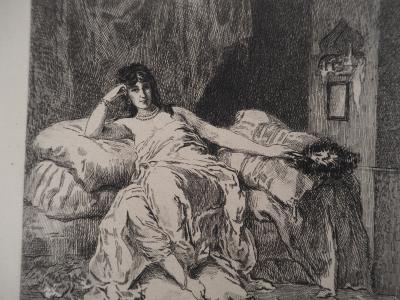 Henri-Léopold LEVY : Femme de harem - Gravure, Signée #Durand Ruel - 1873 2