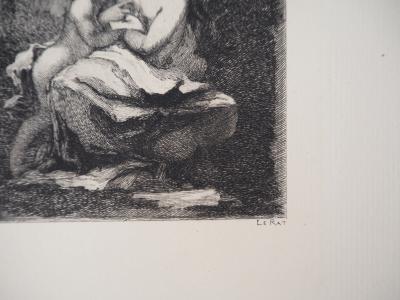Narcisse DIAZ de la PENA : Nymphe et amour - Gravure, Signée #Durand Ruel - 1873 2
