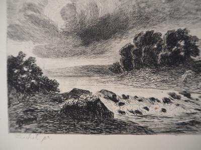 Georges Michel (d’après) - Le gave - Gravure, Signée #Durand Ruel - 1873 2