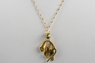 Collier et pendentif panthère diamant en or jaune 18 carats 2
