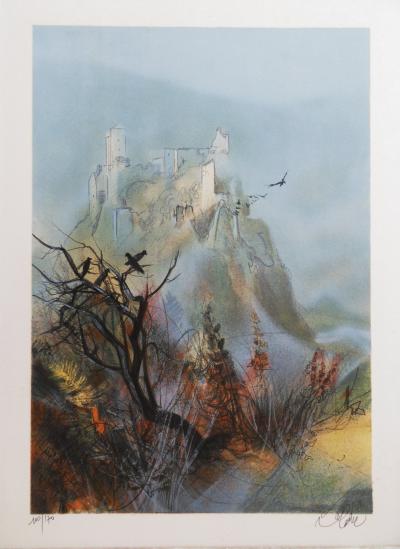 Jean Baptiste VALADIÉ - Limoge :  Ruines de Merle, 1977 - Lithographie originale, signée 2