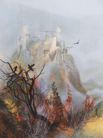 Jean Baptiste VALADIÉ - Limoge :  Ruines de Merle, 1977 - Lithographie originale, signée 2