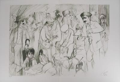 Jean Baptise VALADIÉ - Scène de vie entre Limoge et Brive, 1977 - Lithographie originale, signée 2