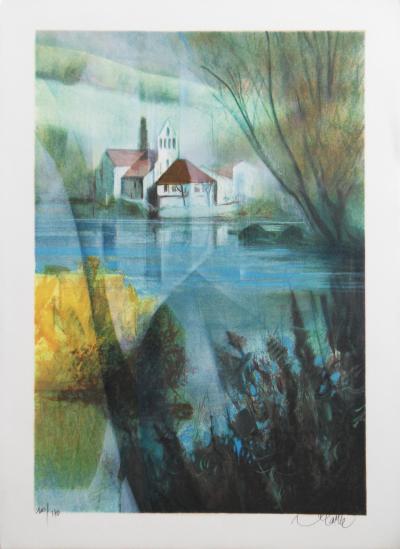 Jean Baptise VALADIÉ - Limousin : paysage de Beaulieu, 1977 - Lithographie originale, signée 2
