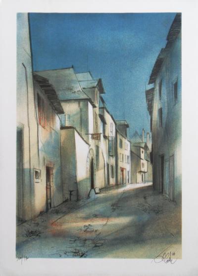 Jean Baptise VALADIÉ - Paysage citadin du Limousin (Brive), 1977 - Lithographie originale, signée 2