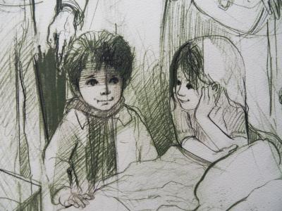 Jean Baptise VALADIÉ - Scène de vie entre Limoge et Brive, 1977 - Lithographie originale, signée 2