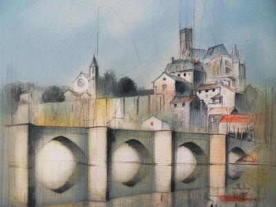 Jean Baptise VALADIÉ - Limousin : Pont de Limoge, 1977 - Lithographie originale, signée 2