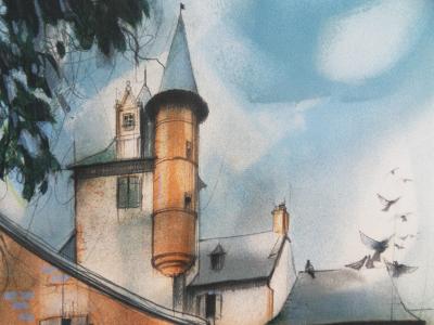 Jean Baptise VALADIÉ - Limousin : Ville de Collonges-La-Rouge , 1977 - Lithographie originale, signée 2
