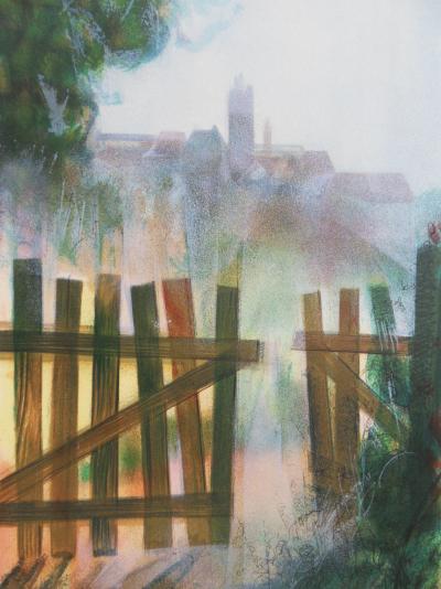Jean Baptise VALADIÉ - Limoge : Brume sur Felletin, 1977 - Lithographie originale, signée 2