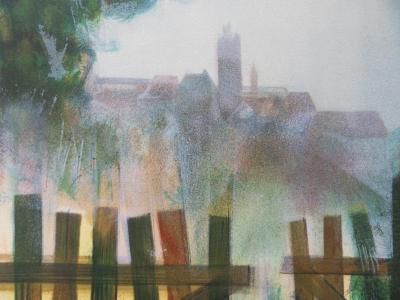 Jean Baptise VALADIÉ - Limoge : Brume sur Felletin, 1977 - Lithographie originale, signée 2