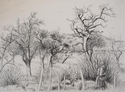Henri VERGÉ-SARRAT - Promenade champêtre, c. 1935 - Eau-forte originale signée 2