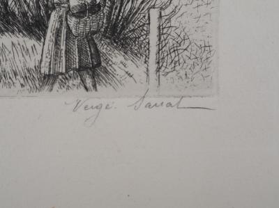 Henri VERGÉ-SARRAT - Promenade champêtre, c. 1935 - Eau-forte originale signée 2