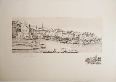 René William THOMAS - Port de plaisance, vers 1970 - Gravure originale, signée 2