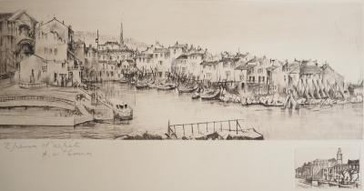 René William THOMAS - Port de plaisance, vers 1970 - Gravure originale, signée 2