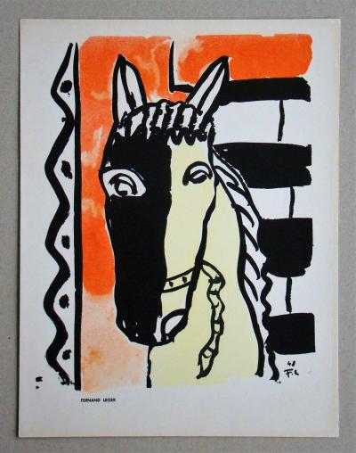 Fernand LEGER (d’après) - Cheval sur fond rouge, 1951 - Sérigraphie au pochoir 2