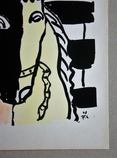 Fernand LEGER (d’après) - Cheval sur fond rouge, 1951 - Sérigraphie au pochoir 2