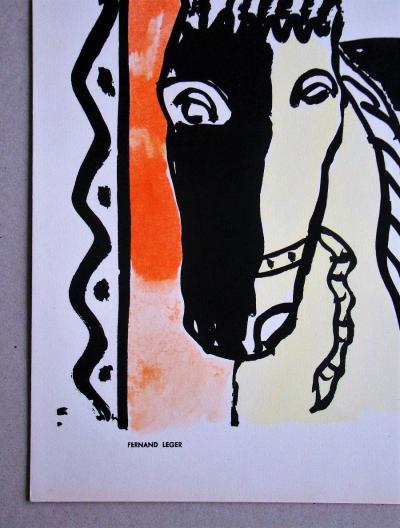 Fernand LEGER (d’après) - Cheval sur fond rouge, 1951 - Sérigraphie au pochoir 2
