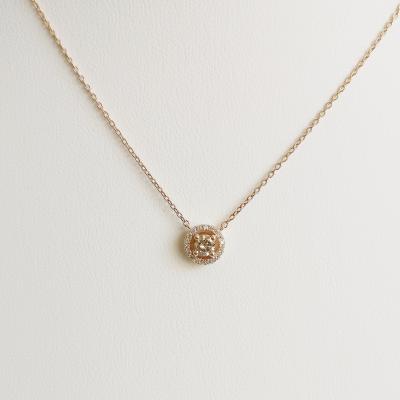 14 kt. Or rose - Collier avec pendentif - Diamant 0.41 ct 2