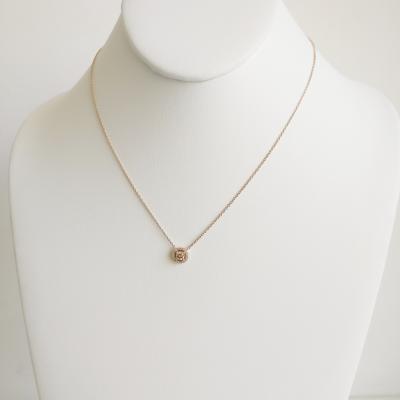 14 kt. Or rose - Collier avec pendentif - Diamant 0.41 ct 2