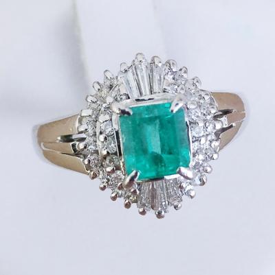 Platine - Bague Emeraude - Diamant 2