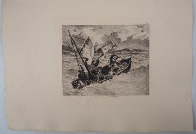 Eugène DELACROIX (d’après) - Jésus sur le Lac de Génésareth - Gravure, Signée #Durand Ruel - 1873 2