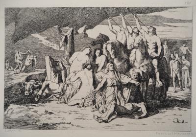 PUVIS DE CHAVANNES : Champ de bataille - Gravure, Signée #Durand Ruel - 1873 2