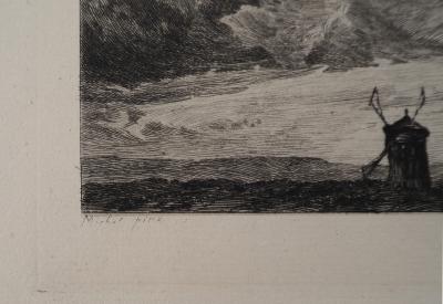Georges Michel (d’après) - Moulins à vent en pierre - Gravure d’après peinture 2