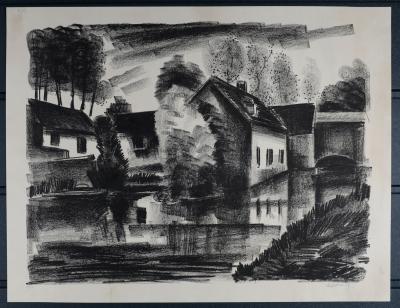 Maurice DE VLAMINCK - Village, c. 1920s - Large original lithograph (Hand-signed!) 2