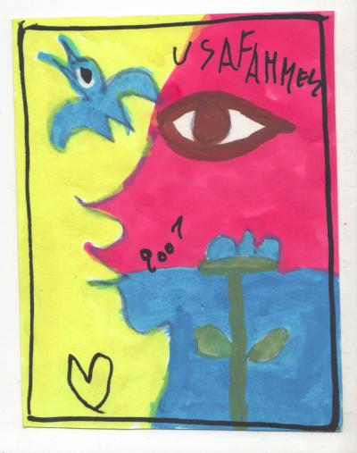 JABER - femme de profil - Peinture acrylique sur papier 2