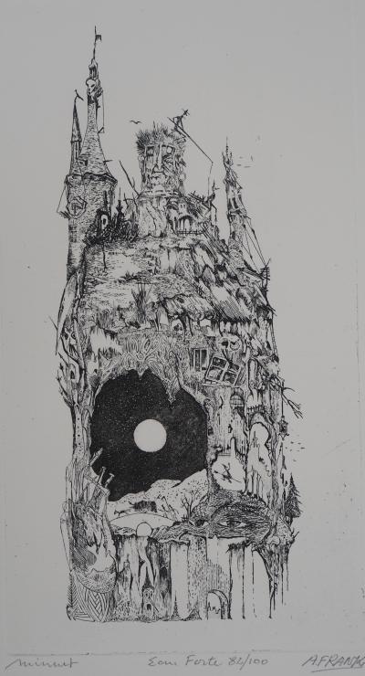 A.FRANK - Château de Minuit- Eau forte originale, signée 2