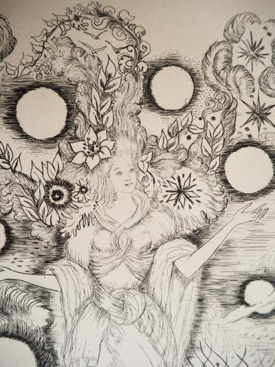 Madeleine TESSIER - L'astrologue - Gravure originale, signée 2