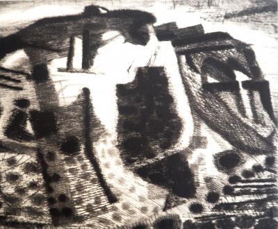 Jacques RAMONDOT - Paysage: Combe du Lubéron, vers 1970 - Gravure originale, signée 2