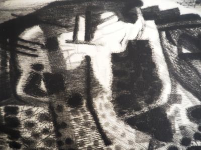 Jacques RAMONDOT - Paysage: Combe du Lubéron, vers 1970 - Gravure originale, signée 2