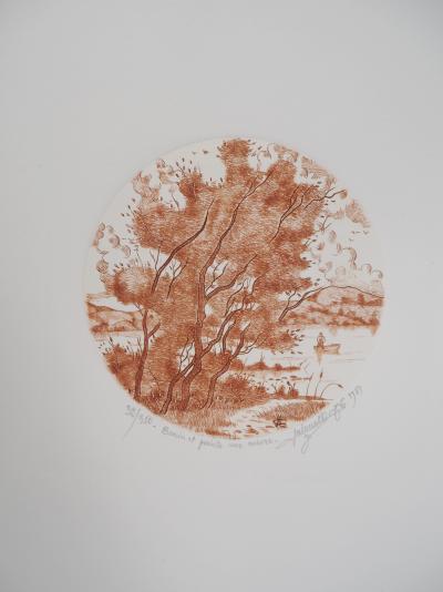 Jean Claude LALOUETTE - L’arbre et la barque, 1981 - Gravure originale, signée 2
