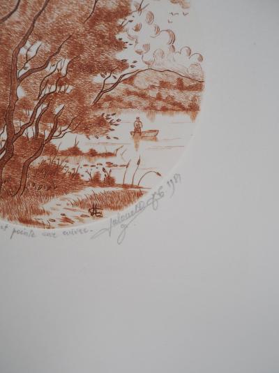 Jean Claude LALOUETTE - L’arbre et la barque, 1981 - Gravure originale, signée 2