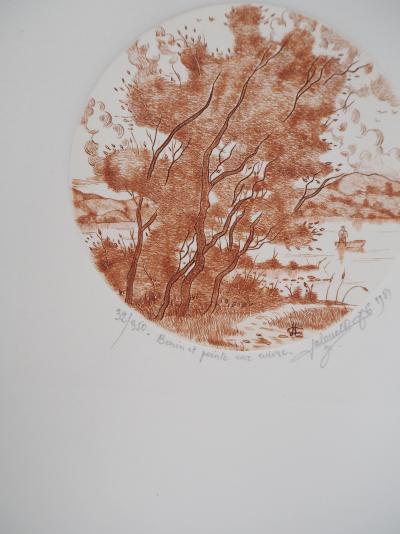 Jean Claude LALOUETTE - L’arbre et la barque, 1981 - Gravure originale, signée 2
