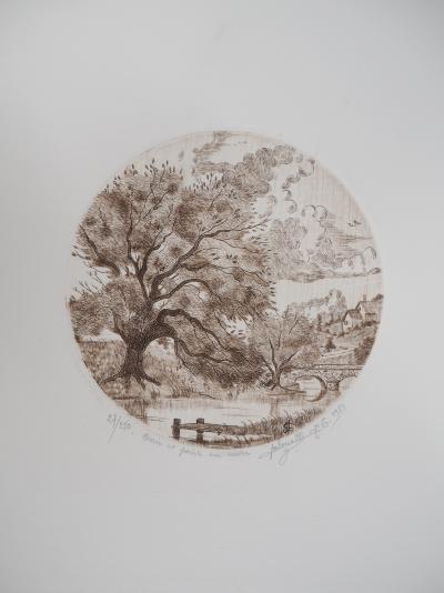 Jean Claude LALOUETTE - Paysage bucolique, 1981 - Gravure originale, signée 2