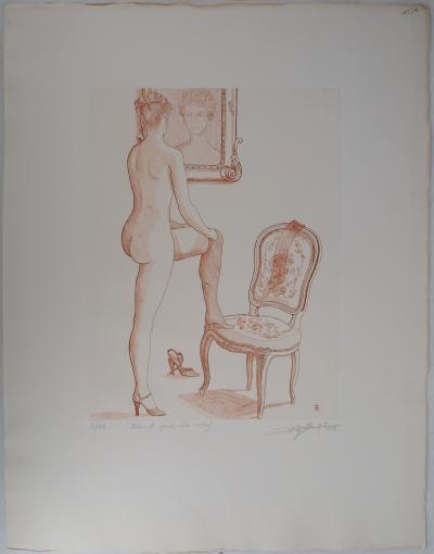 Jean Claude LALOUETTE - Femme aux bas, 1978 - Gravure originale, signée 2