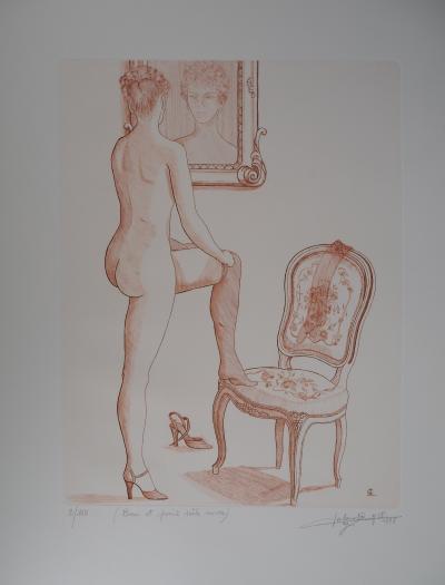 Jean Claude LALOUETTE - Femme aux bas, 1978 - Gravure originale, signée 2