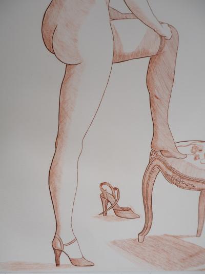 Jean Claude LALOUETTE - Femme aux bas, 1978 - Gravure originale, signée 2