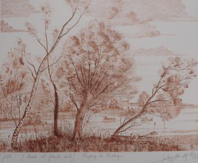 Jean Claude LALOUETTE - Paysage de Bretagne, 1978 - Gravure originale, signée 2