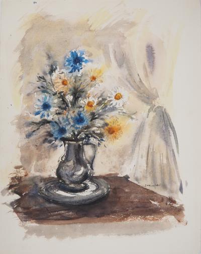 Aimé Daniel STEINLEN - Nature morte : fleurs de printemps, vers 1960 - Aquarelle originale, signée 2