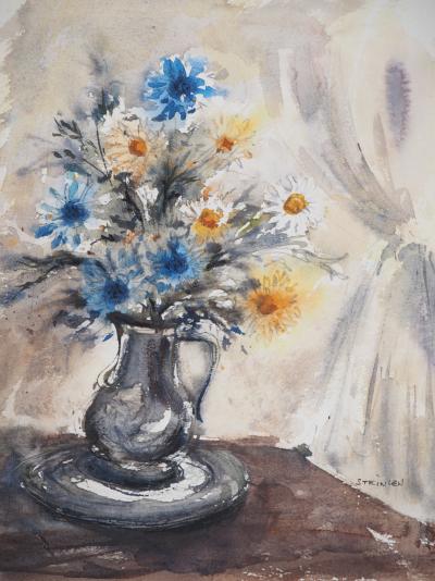 Aimé Daniel STEINLEN - Nature morte : fleurs de printemps, vers 1960 - Aquarelle originale, signée 2