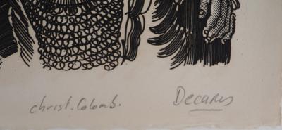 Albert DECARIS - La révolte des marins contre Colomb, vers 1955 - Gravure originale, signée 2