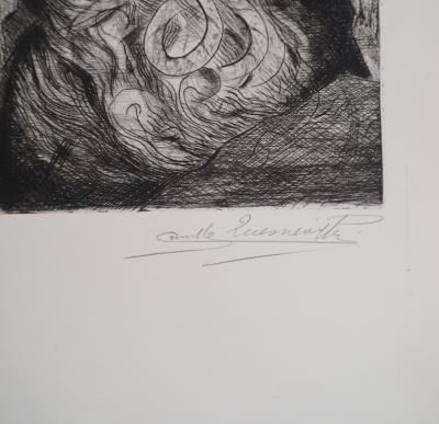 Camille QUESNEVILLE - Adam et Eve chassés de l'Eden, vers 1950 -  Gravure originale, signée 2