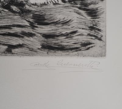 Camille QUESNEVILLE - La Colère divine, vers 1950 - Gravure originale, signée 2