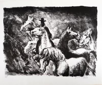 Gérard COCHET - Folie équestre, vers 1930 - Lithographie originale, signée 2